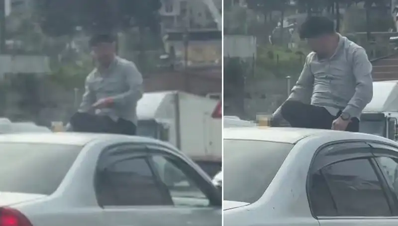 Trafikte Alışılmadık Bir Olay: Otomobil Üzerinde Kutlama Anları
